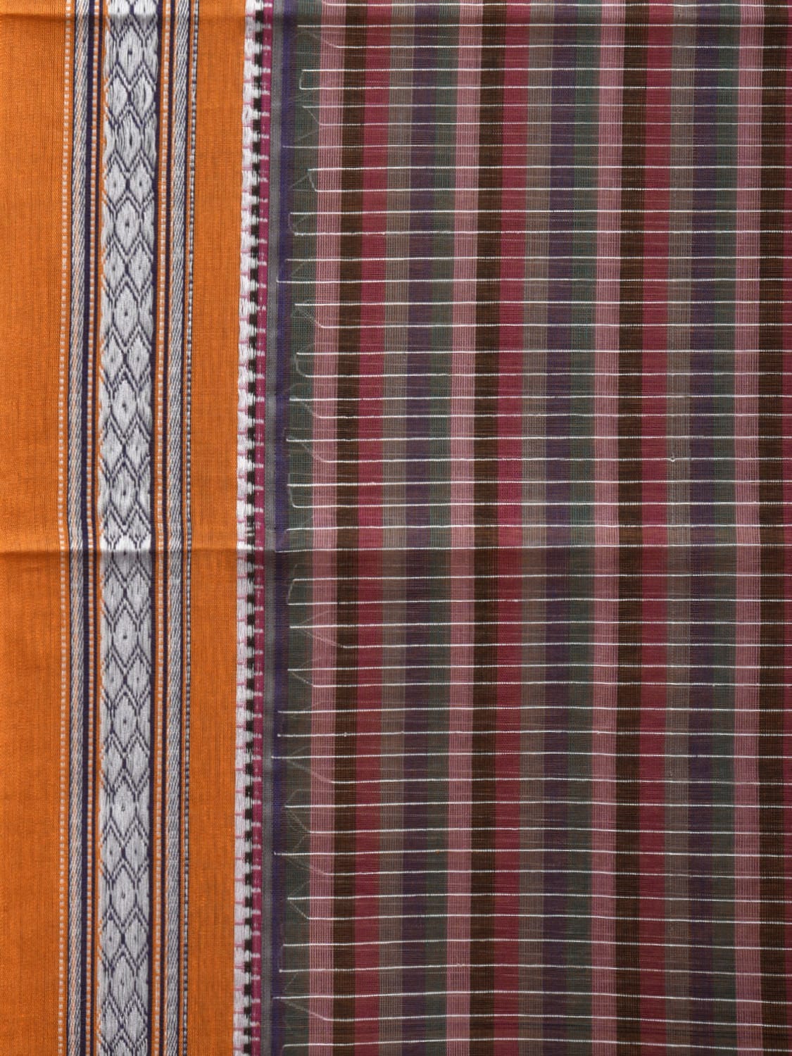Multicolor Narayanpet Cotton Handloom Saree with Check Design No Blouse np0601
