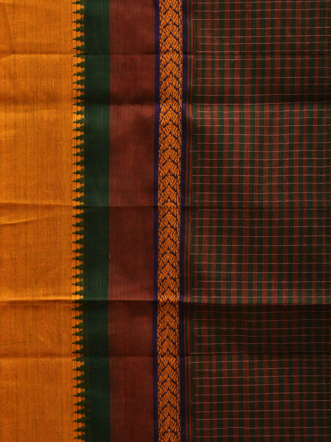 Multicolor Narayanpet Cotton Handloom Saree with Checks Design No Blouse np0568