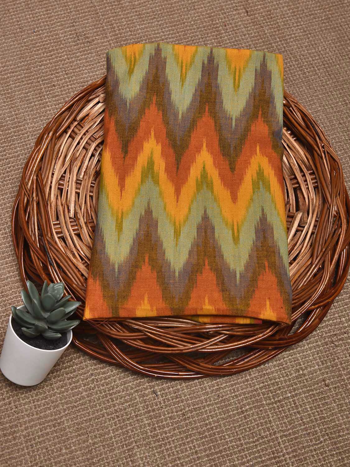 Multicolor Pochampally Ikat Cotton Handloom Blouse with Zig-Zag Design Length 1mt Width 44 Inches BL0165