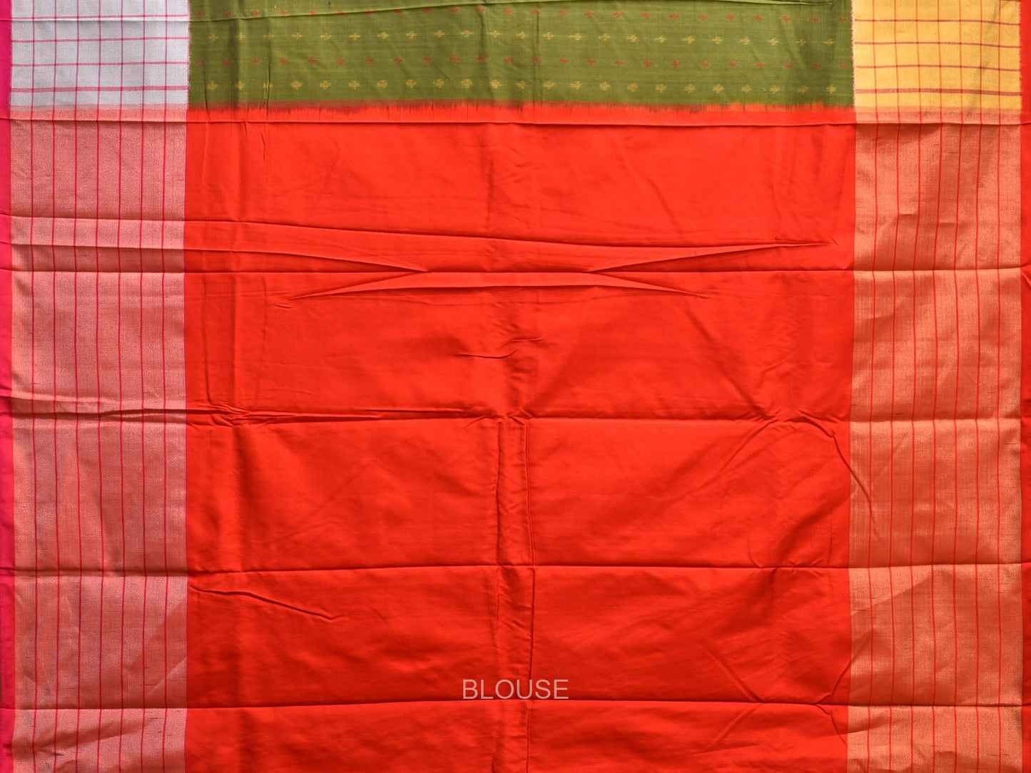 Multicolor Pochampally Ikat Silk Handloom Saree with Checks Border Design i0856
