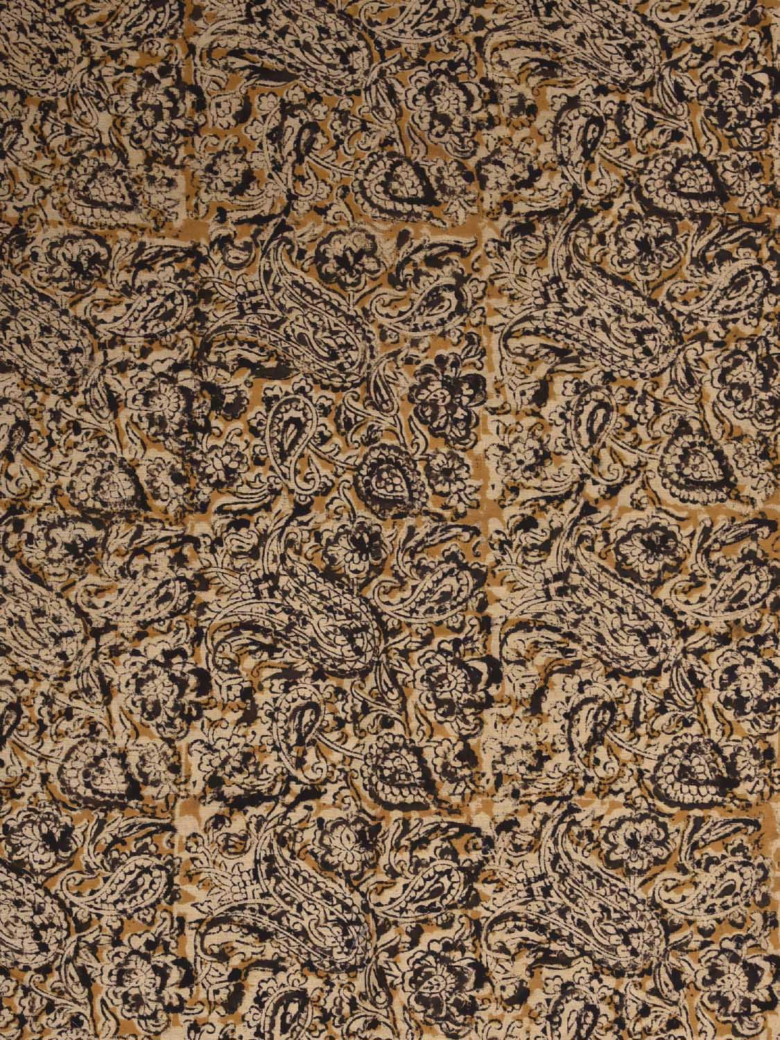 Mustard and Black Kalamkari Block Print Cotton Blouse with Pasley Design Length 1mt Width 44 Inches BL0135