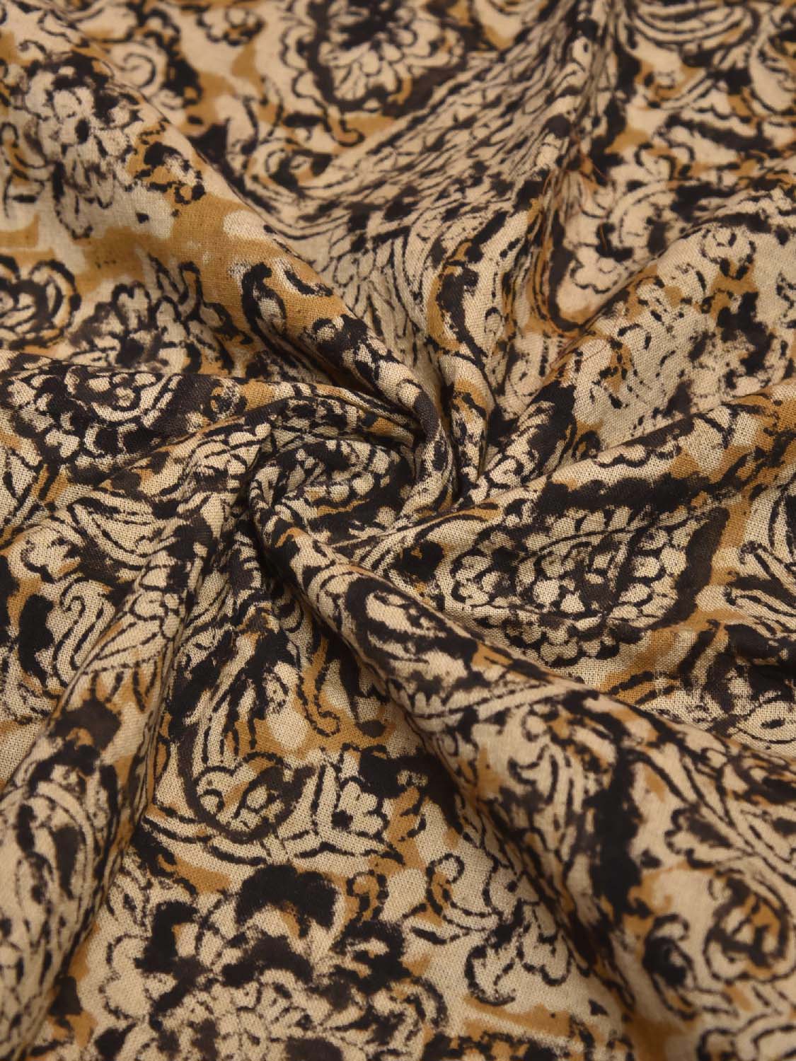 Mustard and Black Kalamkari Block Print Cotton Blouse with Pasley Design Length 1mt Width 44 Inches BL0135
