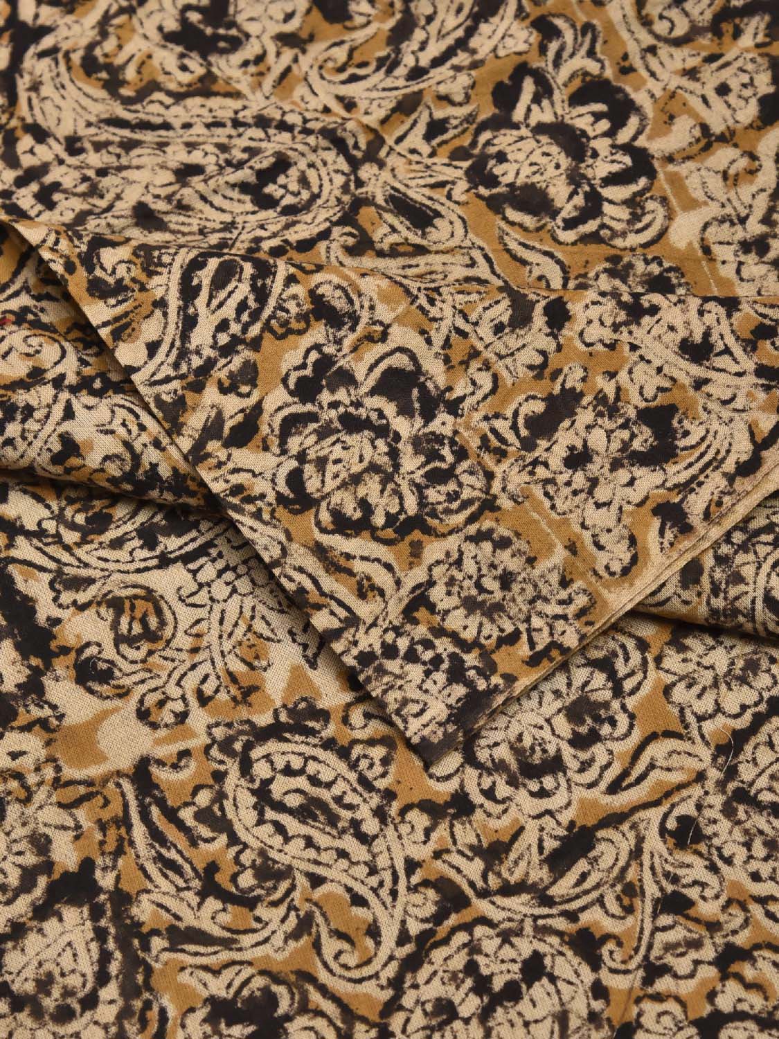 Mustard and Black Kalamkari Block Print Cotton Blouse with Pasley Design Length 1mt Width 44 Inches BL0135