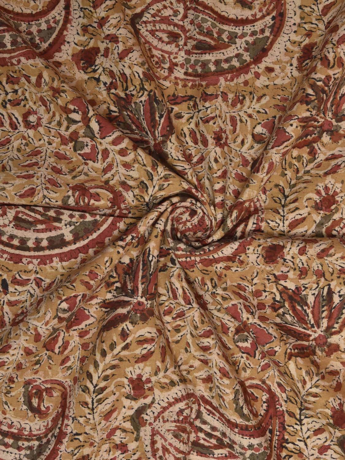 Mustard and Red Kalamkari Block Print Cotton Blouse with Pasley Design Length 1mt Width 44 Inches BL0132