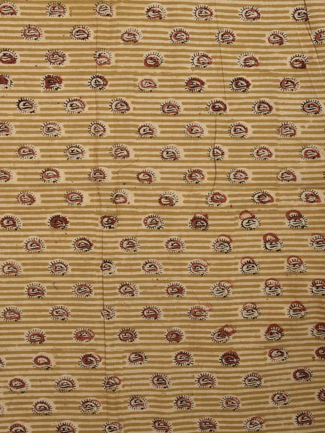 Mustard and Red Kalamkari Block Print Cotton Blouse with Strips and Buta Design Length 1mt Width 44 Inches BL0130