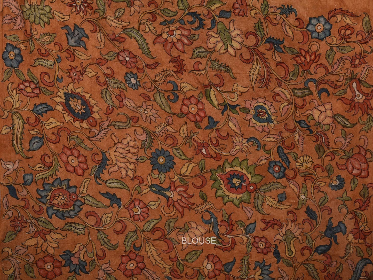 Navy and Mustard Bandhani Silk Handloom Saree with Kalamkari Pallu and Blouse Design bn0443