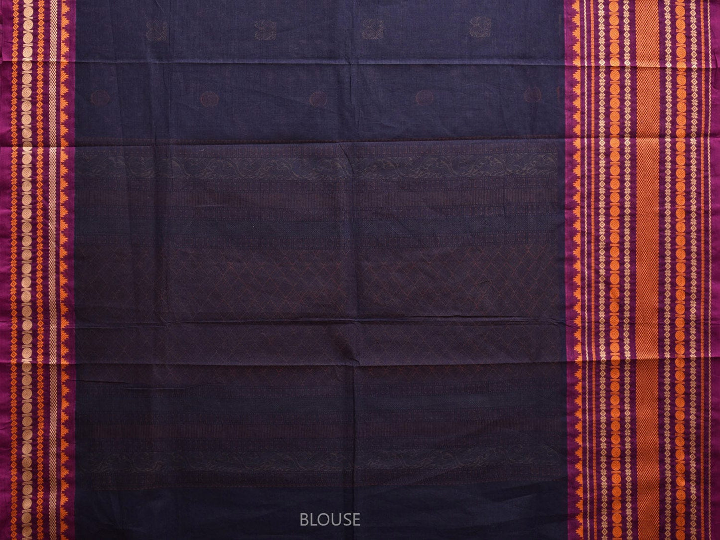 Navy and Yellow Kanchipuram Cotton Saree with Pallu and Big Border Design k0735