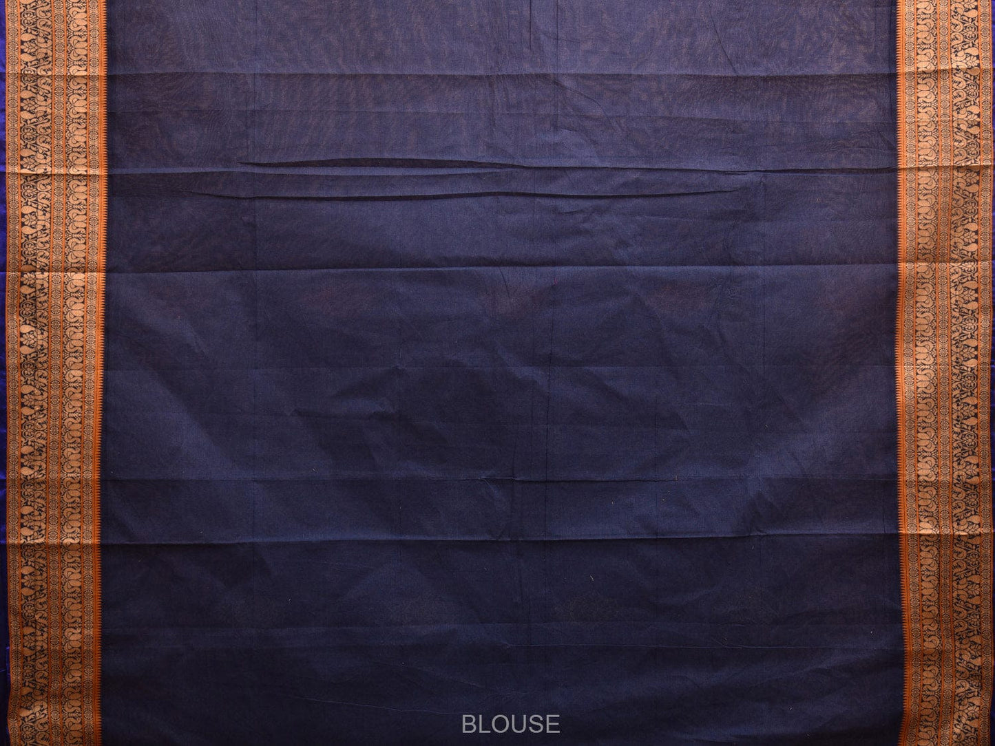 Navy Kanchipuram Cotton Saree with Body Buta and Peacock Border Design k0712