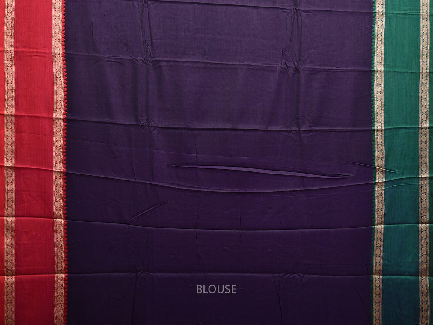 Navy Kanchipuram Cotton Saree with Ganga-Jamuna Border Design k0777