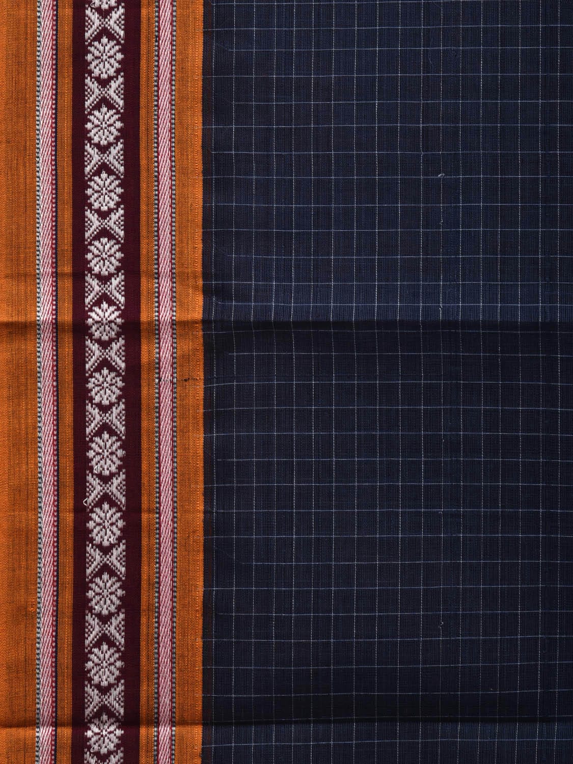 Navy Narayanpet Cotton Handloom Saree with Check Design No Blouse np0604