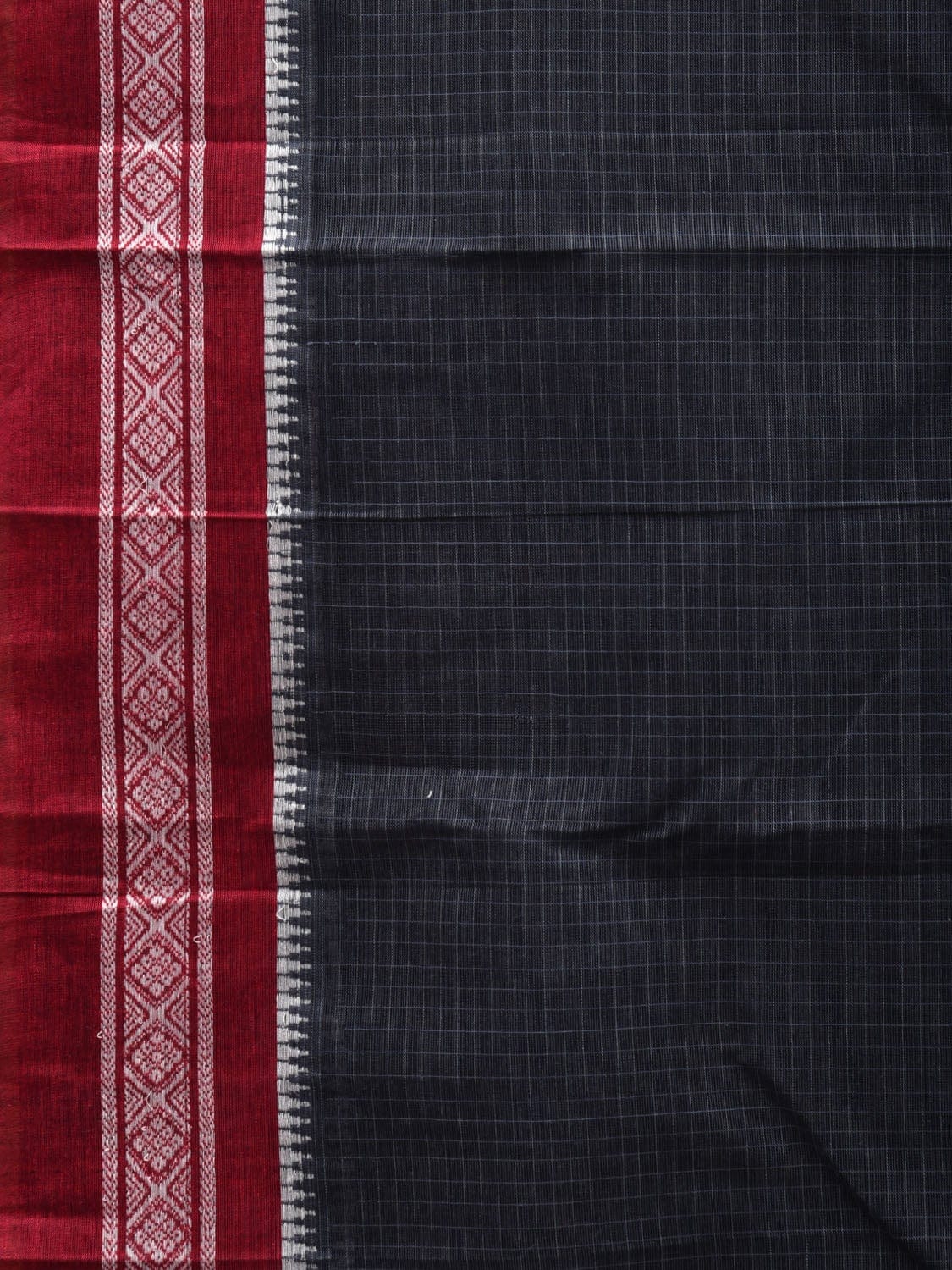 Navy Narayanpet Cotton Handloom Saree with Checks Design No Blouse np0534