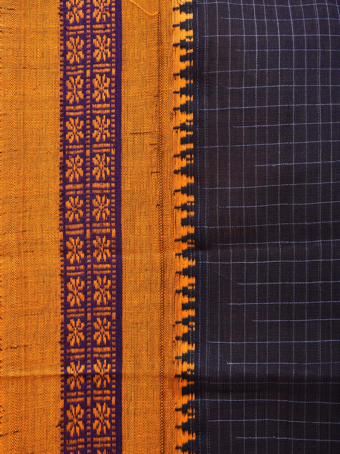 Navy Narayanpet Cotton Handloom Saree with Checks Design No Blouse np0774