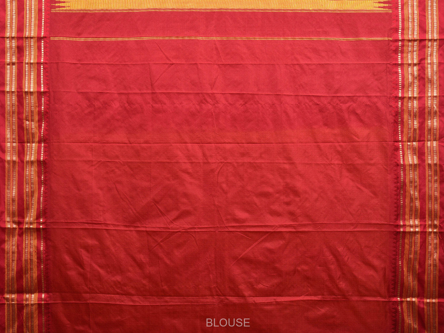 Yellow and Red Narayanpet Silk Handloom Saree with Checks Design np0957