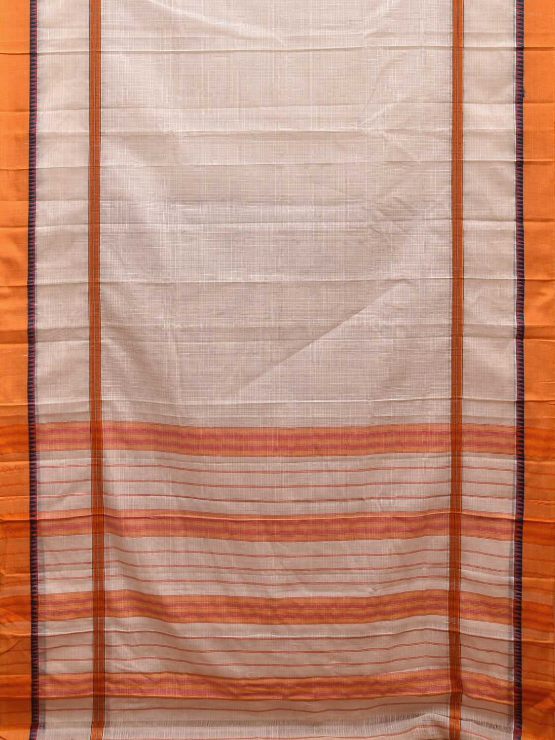White and Yellow Narayanpet Cotton Handloom Saree with Checks Design No Blouse np0960