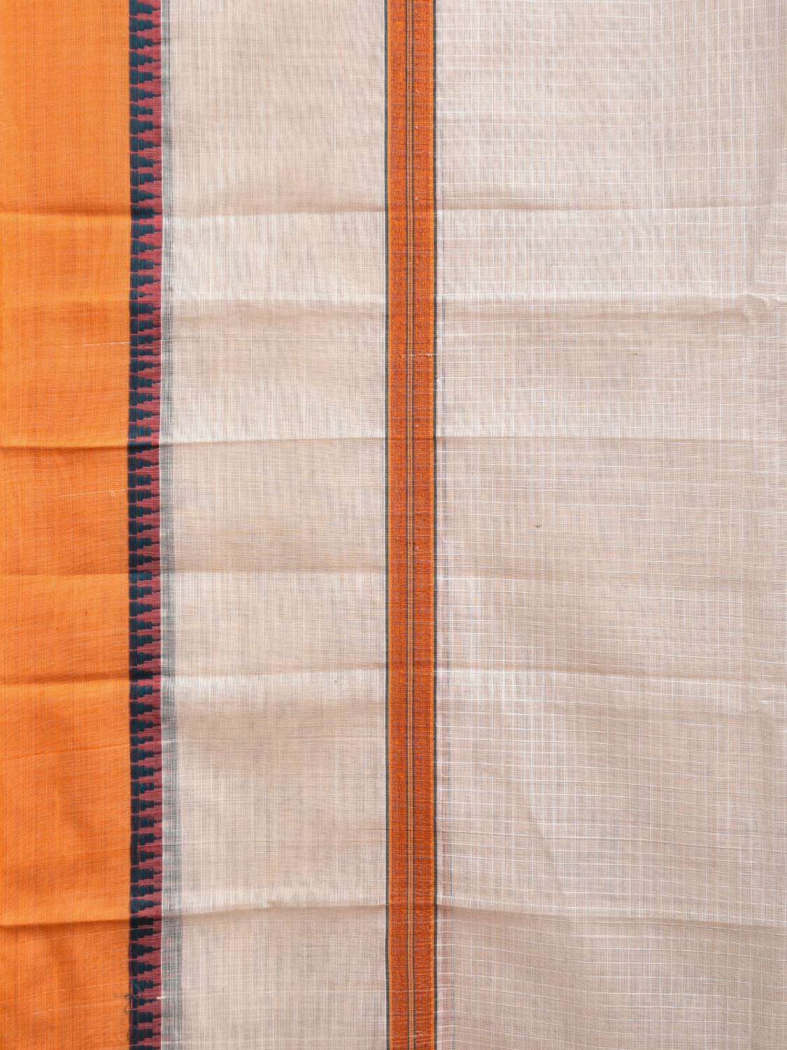 White and Yellow Narayanpet Cotton Handloom Saree with Checks Design No Blouse np0960