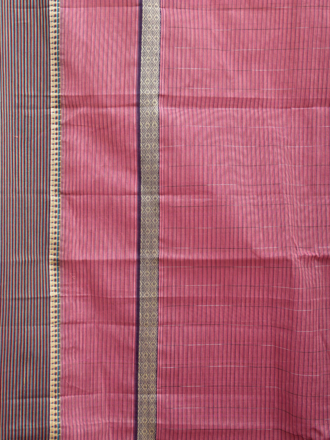 Pink Narayanpet Cotton Handloom Saree with Checks Design No Blouse np0967