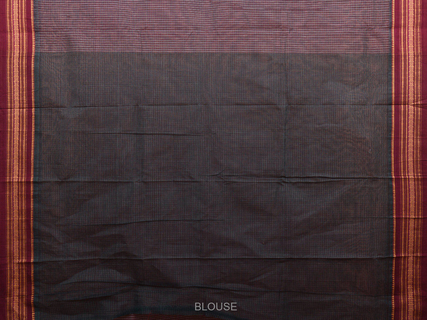 Wine and Maroon Narayanpet Cotton Handloom Saree with Checks Design No Blouse np0972
