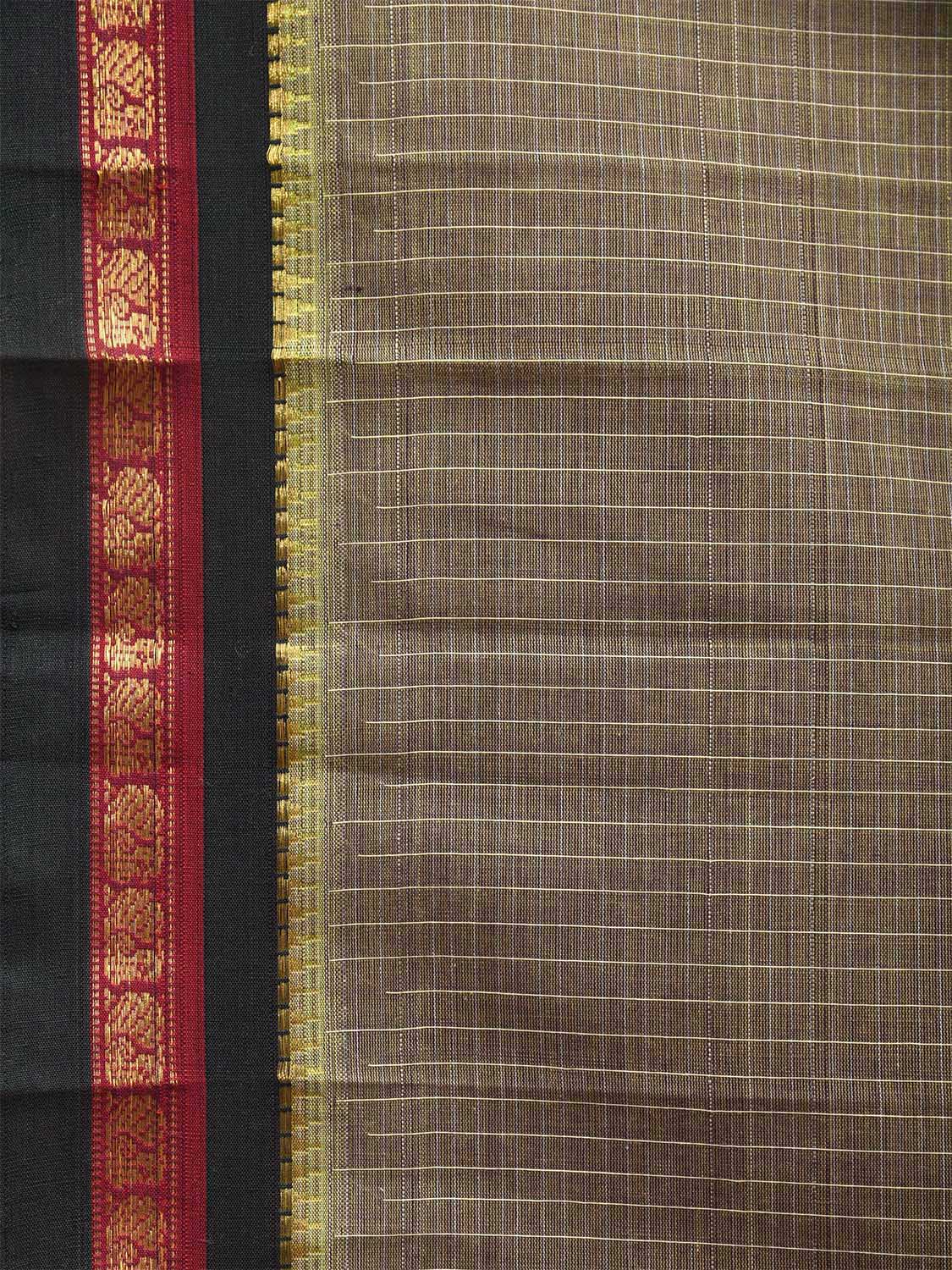Sea Green Narayanpet Cotton Handloom Saree with Checks Design No Blouse np0973