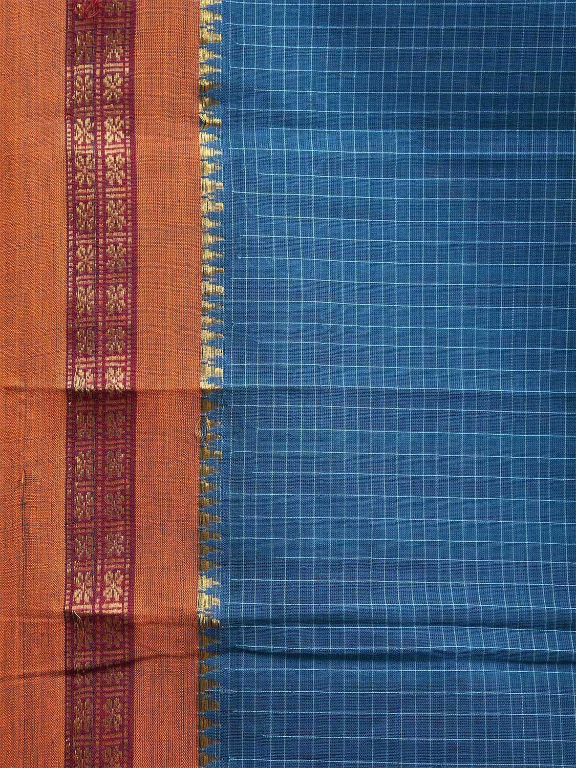 Blue Narayanpet Cotton Handloom Saree with Checks Design No Blouse np0975