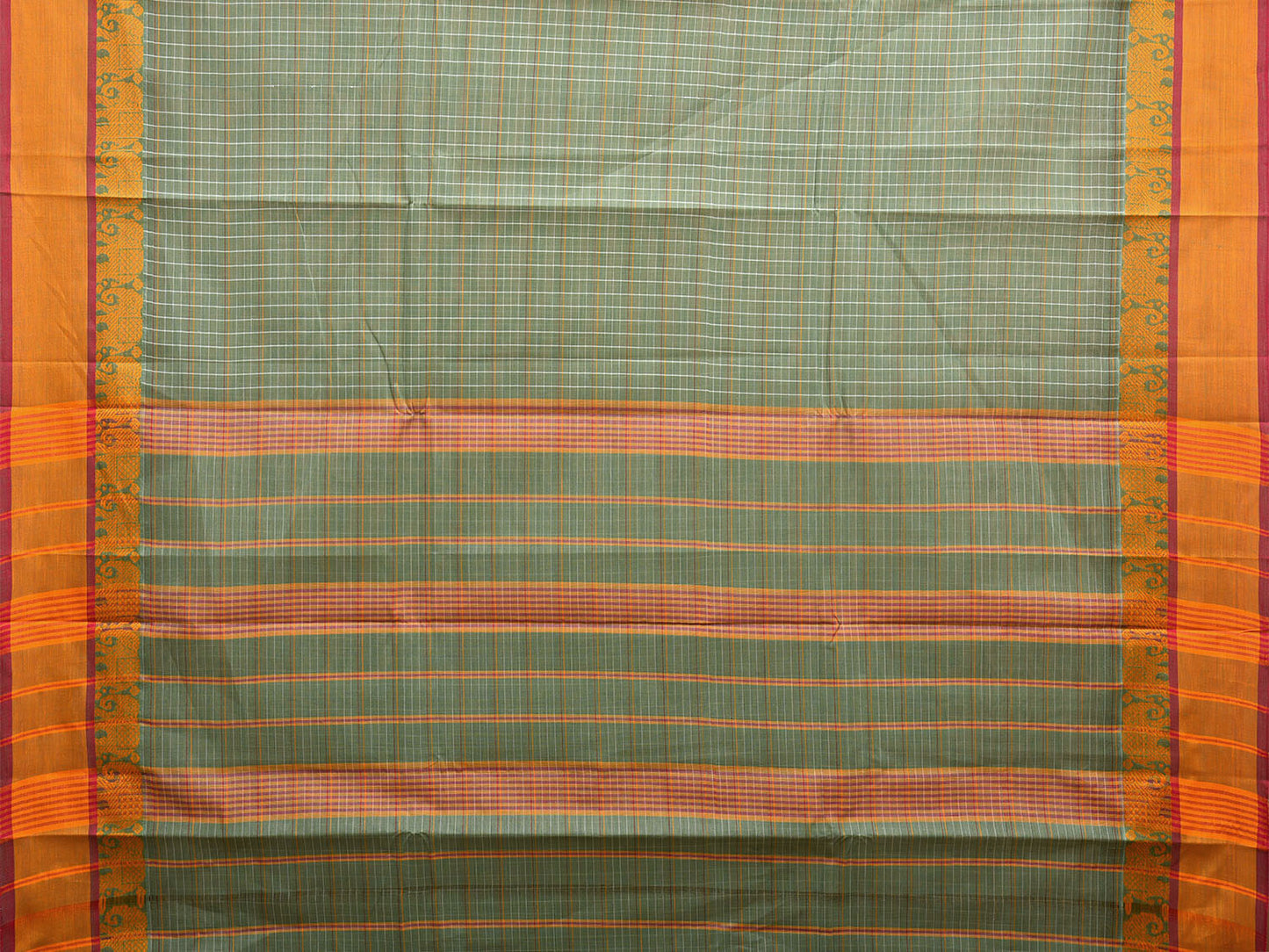 Sea Green Narayanpet Cotton Handloom Saree with Elephant Border Design No Blouse np0981
