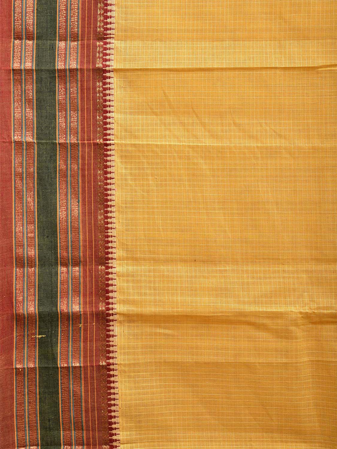 Yellow Narayanpet Cotton Handloom Saree with Checks Design No Blouse np0998