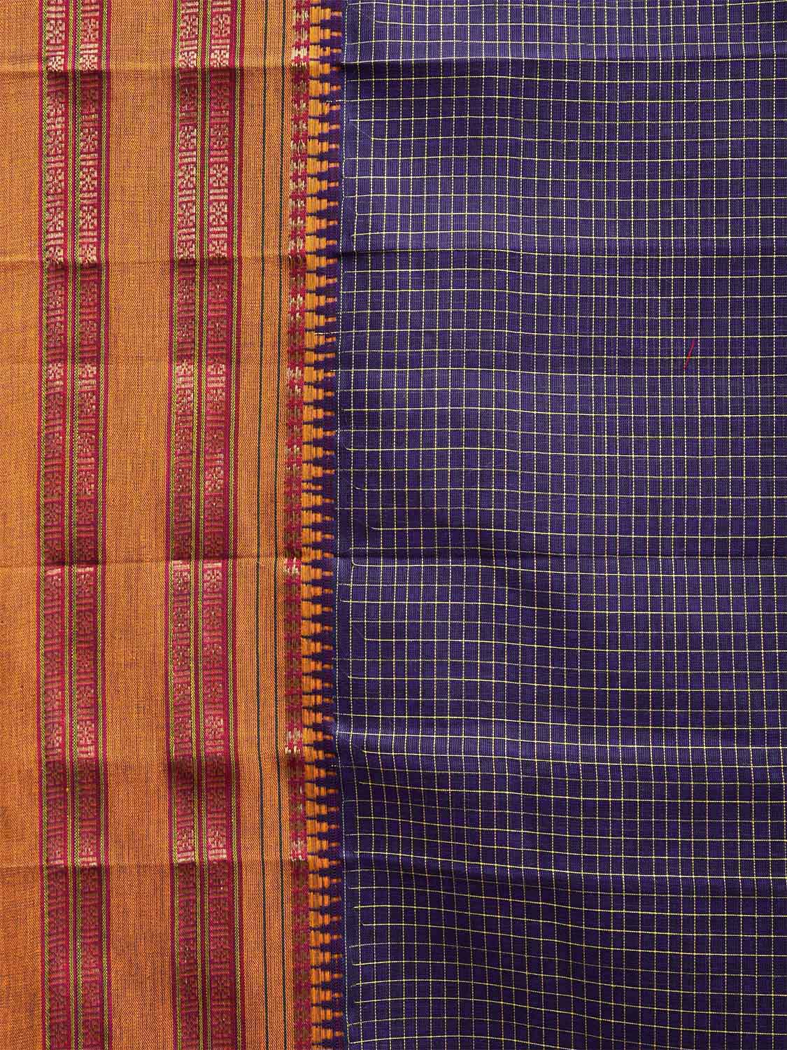 Dark Blue Narayanpet Cotton Handloom Saree with Checks Design No Blouse np1000