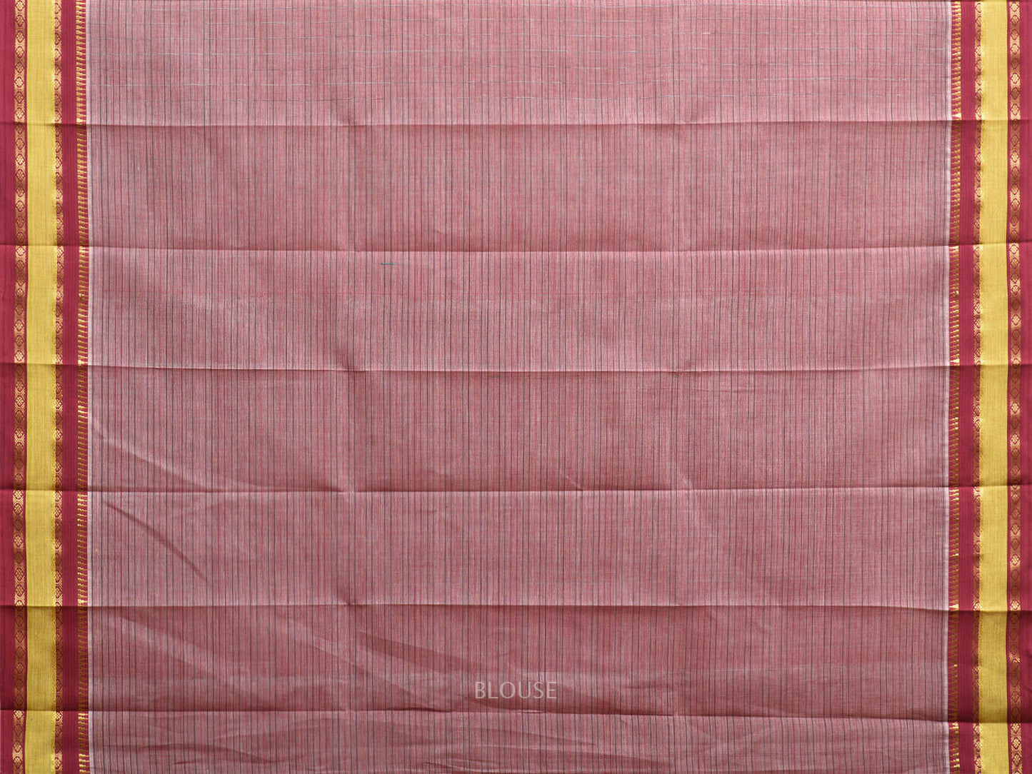 Peach and Red Narayanpet Cotton Handloom Saree with Strips Design No Blouse np1086