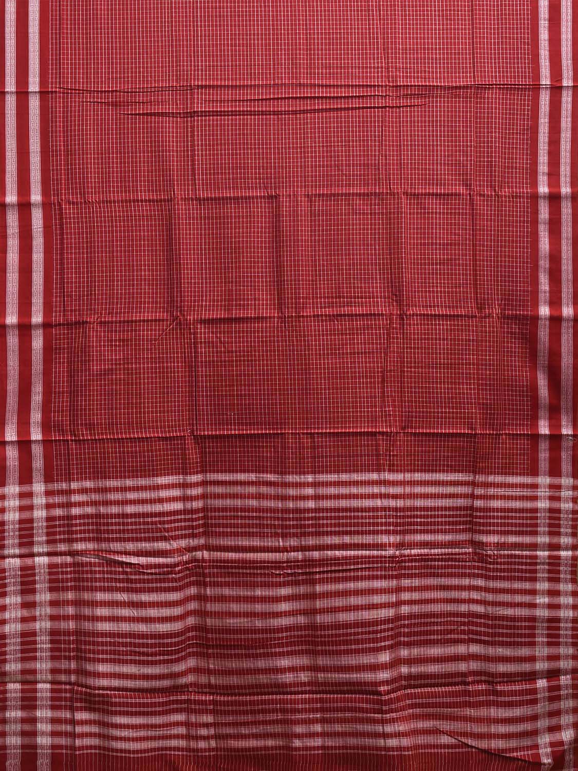 Red Narayanpet Cotton Handloom Saree with Checks and Border Design No Blouse np1165
