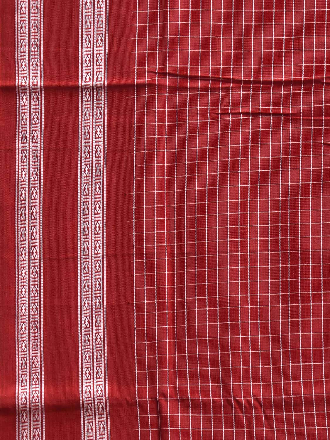Red Narayanpet Cotton Handloom Saree with Checks and Border Design No Blouse np1165