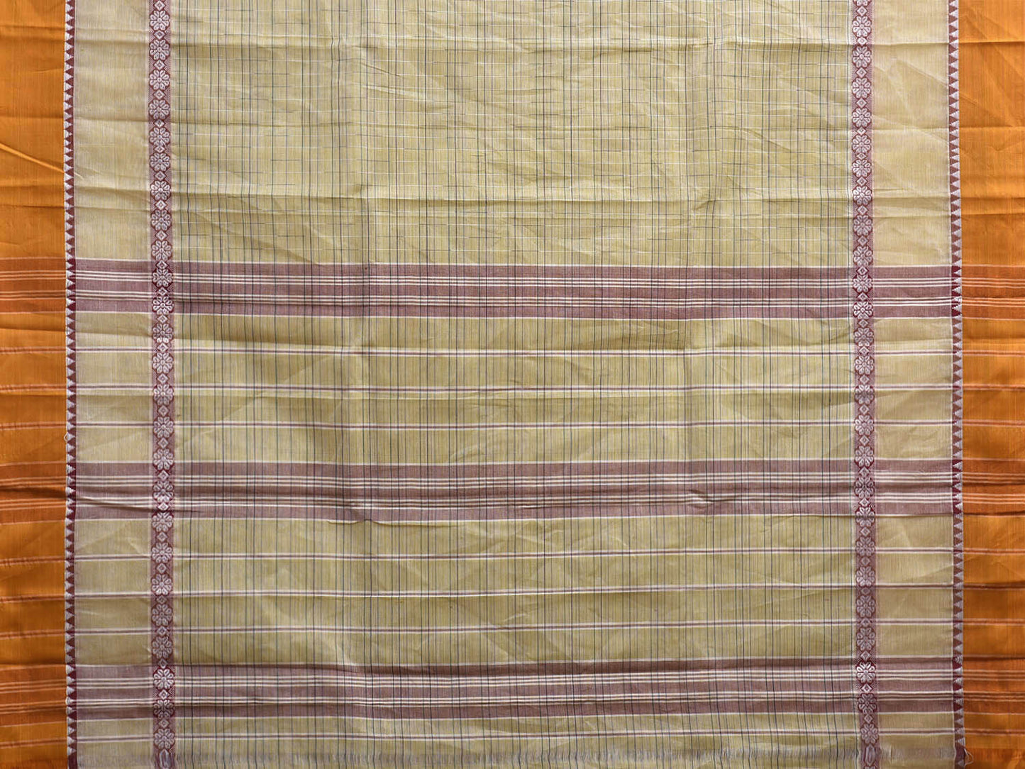 Yellow and Lime Green Narayanpet Cotton Handloom Saree with Big Border Design No Blouse np1167