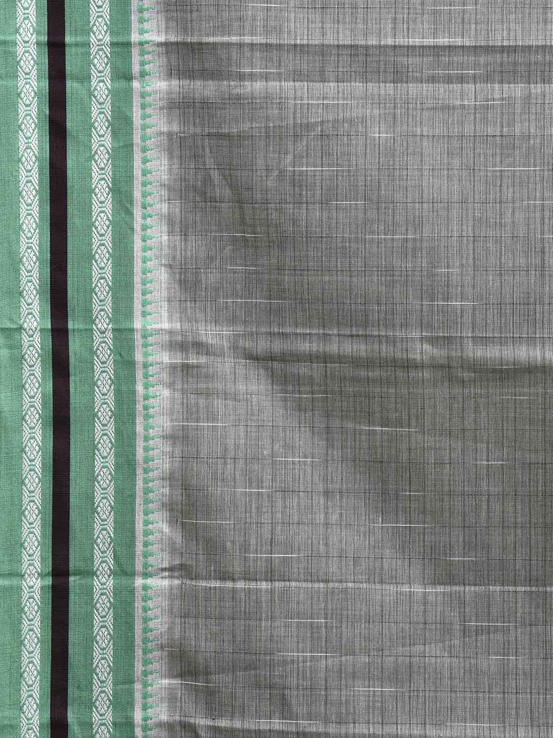 Grey and Light Green Narayanpet Cotton Handloom Saree with Strips Pallu Design No Blouse np1169
