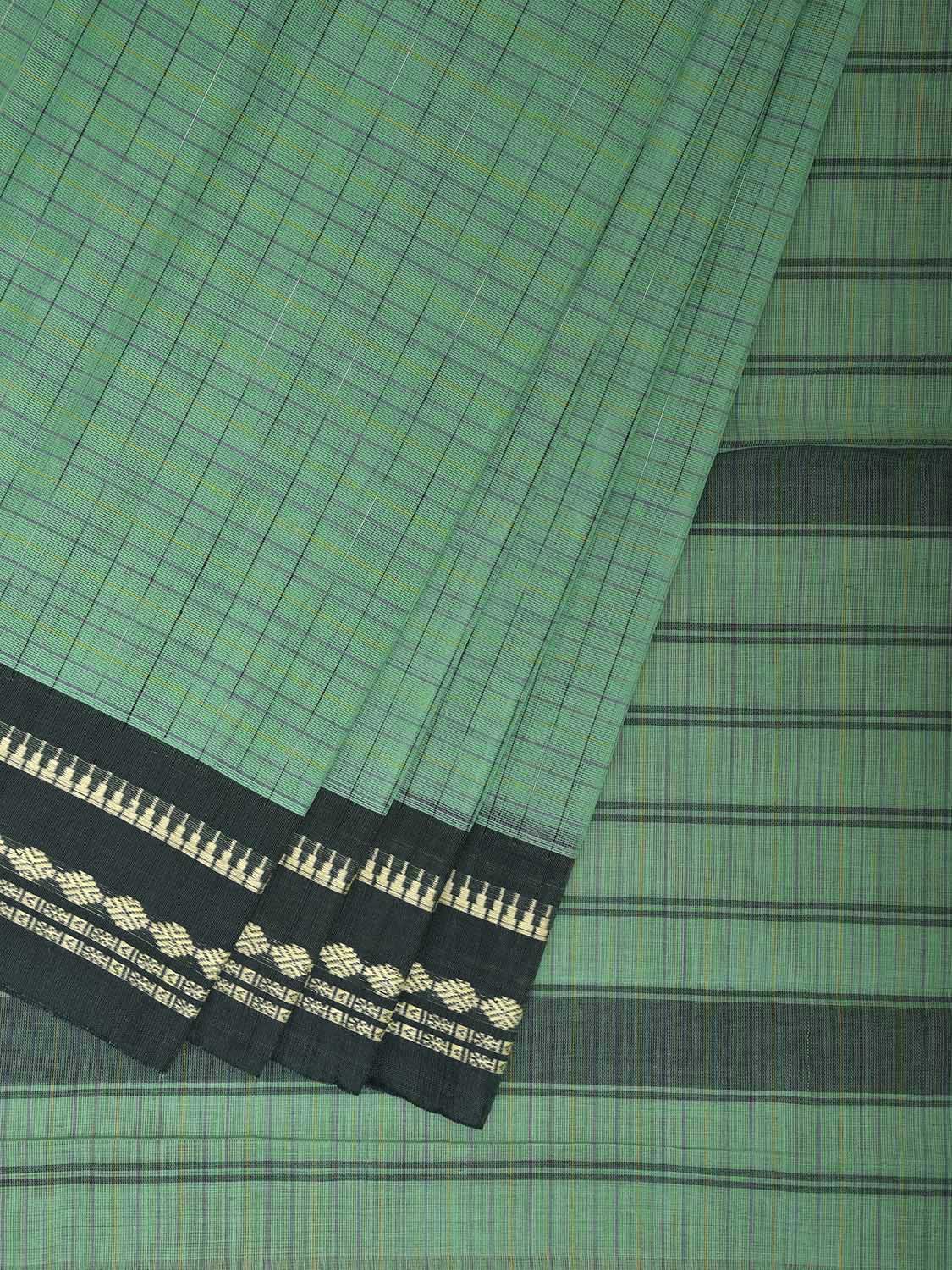 Turquoise and Green Narayanpet Cotton Handloom Saree with Checks Design No Blouse np1170