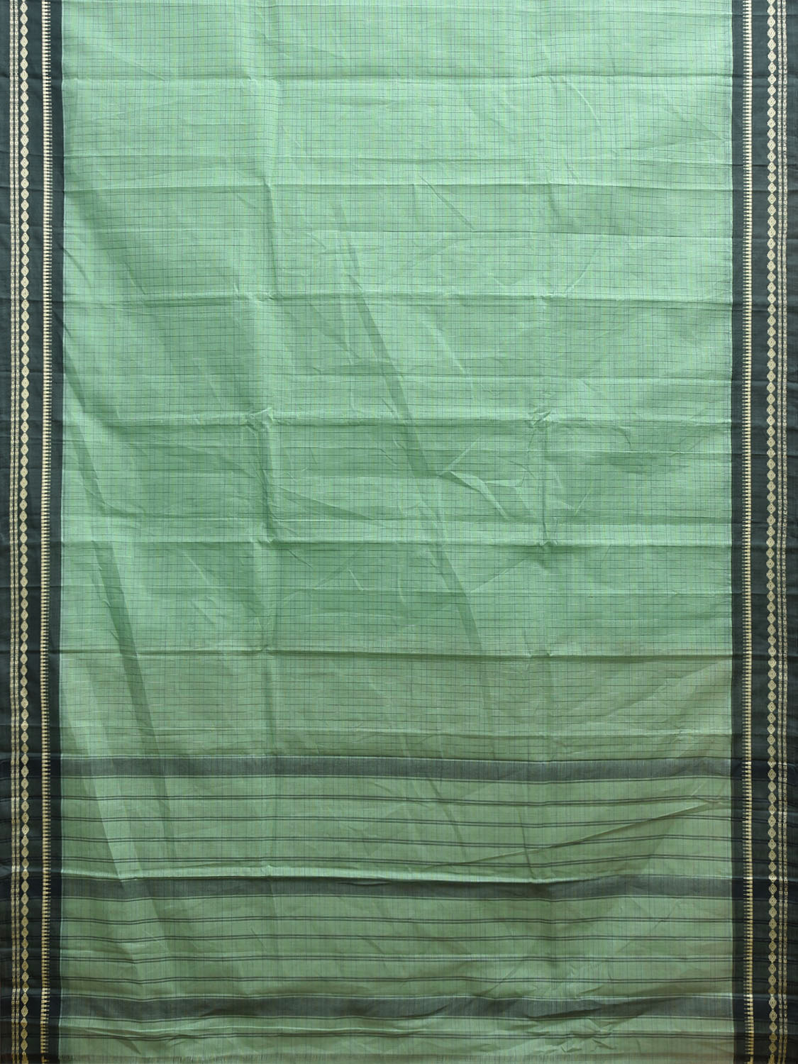 Turquoise and Green Narayanpet Cotton Handloom Saree with Checks Design No Blouse np1170