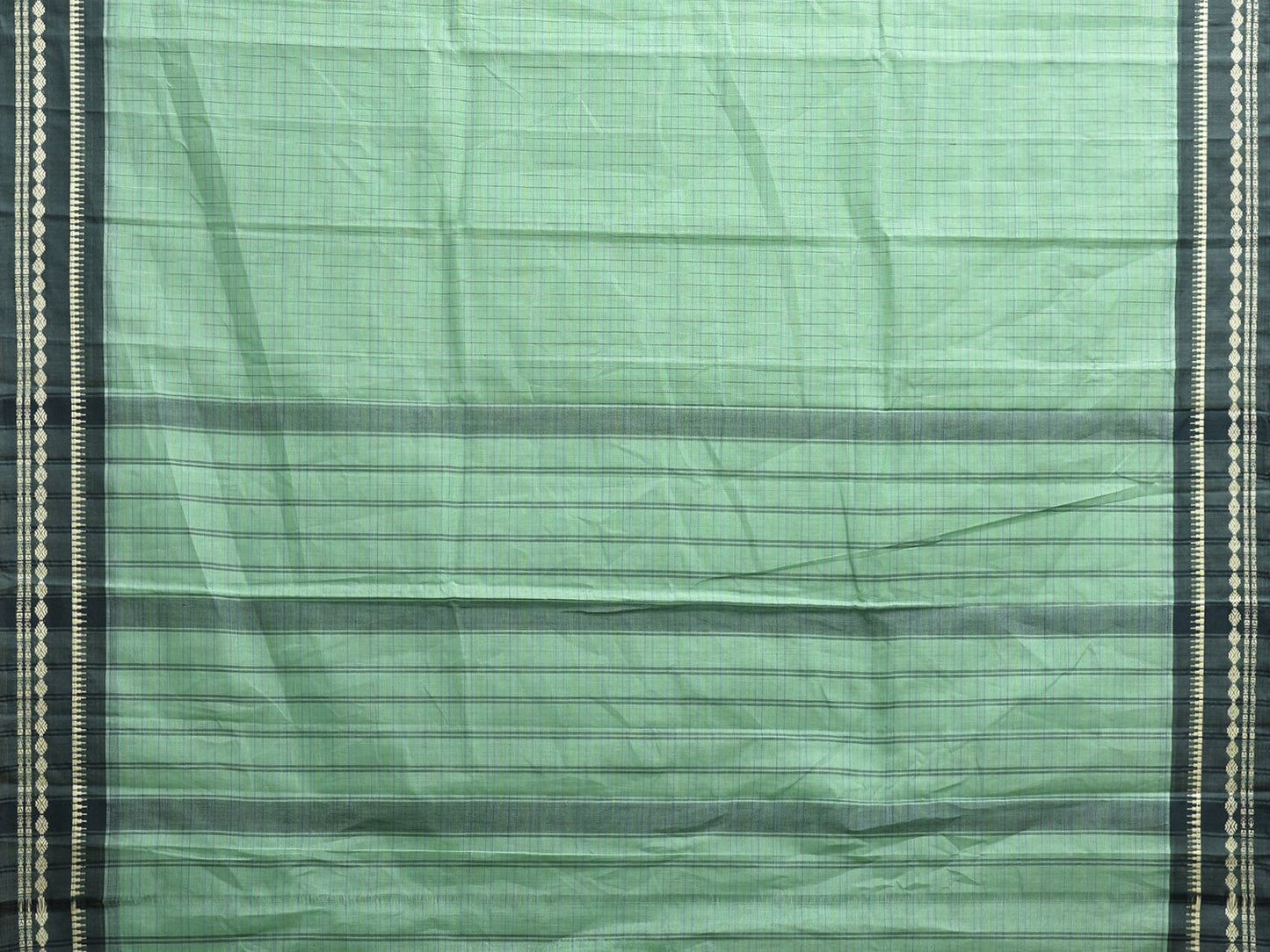 Turquoise and Green Narayanpet Cotton Handloom Saree with Checks Design No Blouse np1170