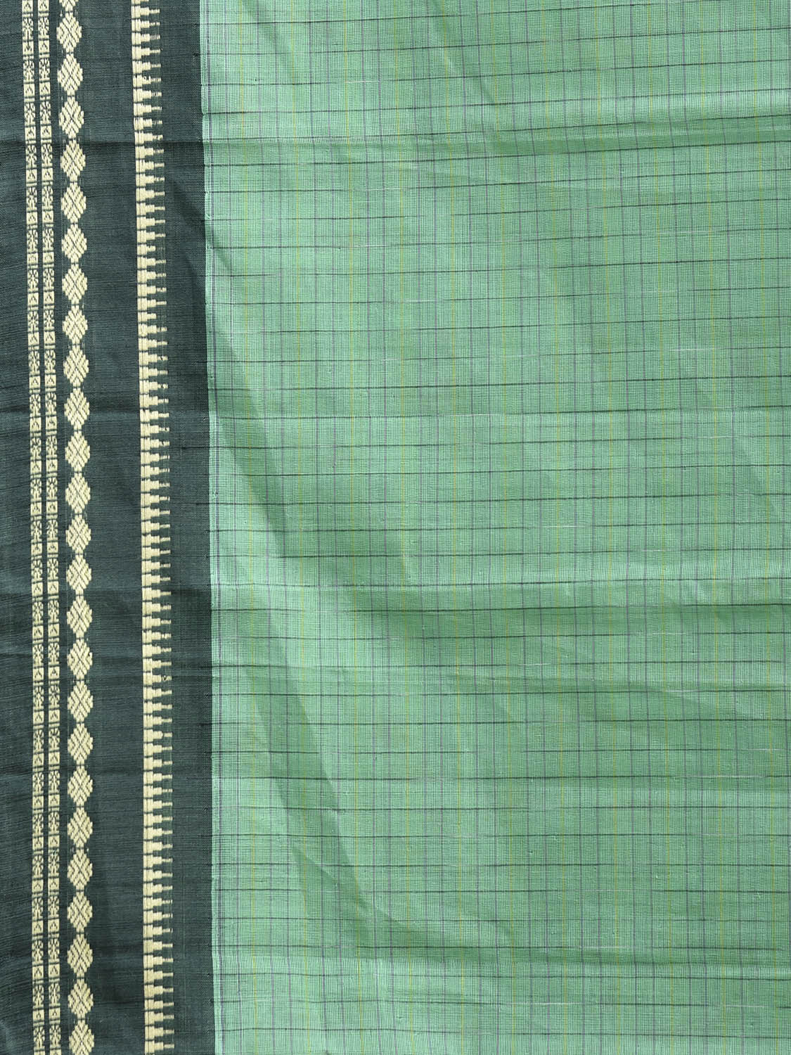 Turquoise and Green Narayanpet Cotton Handloom Saree with Checks Design No Blouse np1170