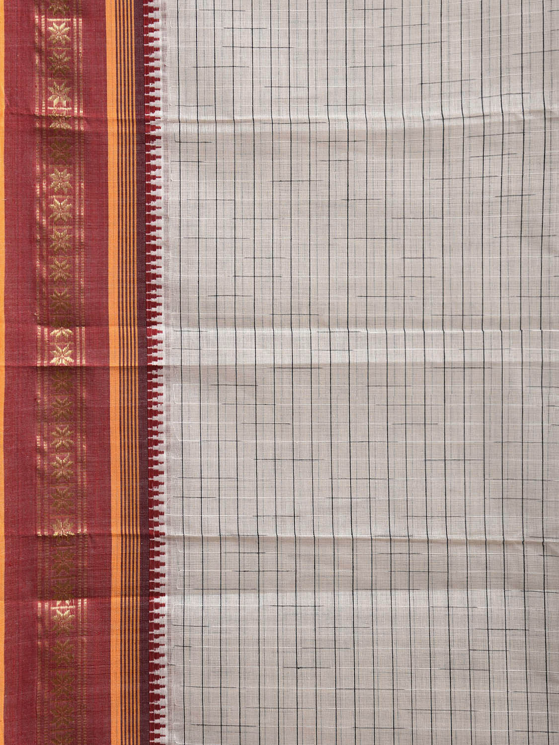 White and Yellow Narayanpet Cotton Saree with Strips Design No Blouse np1174