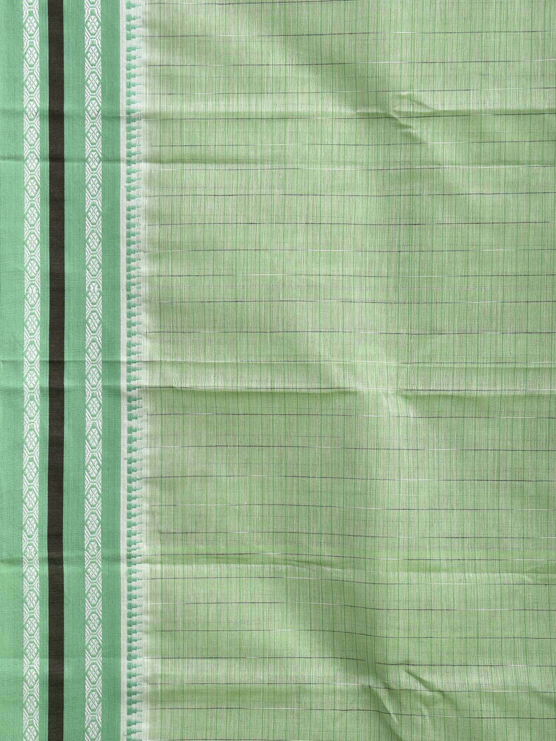 Green and Turquoise Narayanpet Cotton Handloom Saree with Strips Pallu Design No Blouse np1187