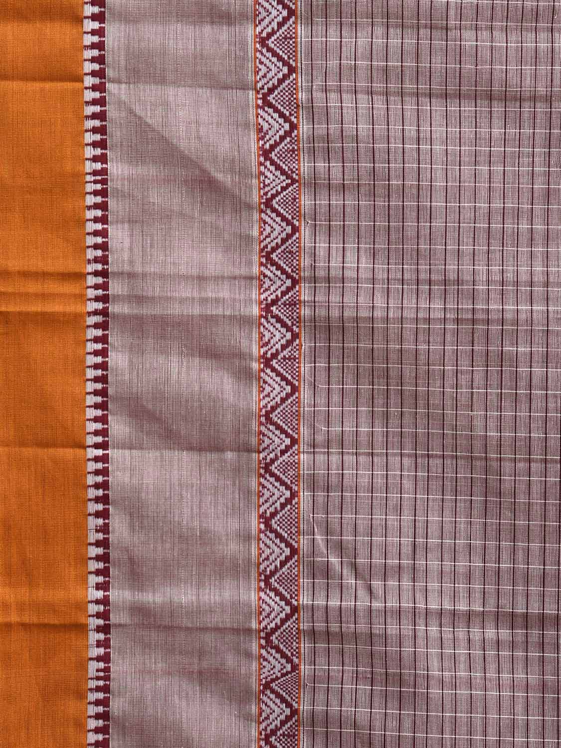 Light Red and Yellow Narayanpet Cotton Saree with Strips and Big Border Design No Blouse np1209