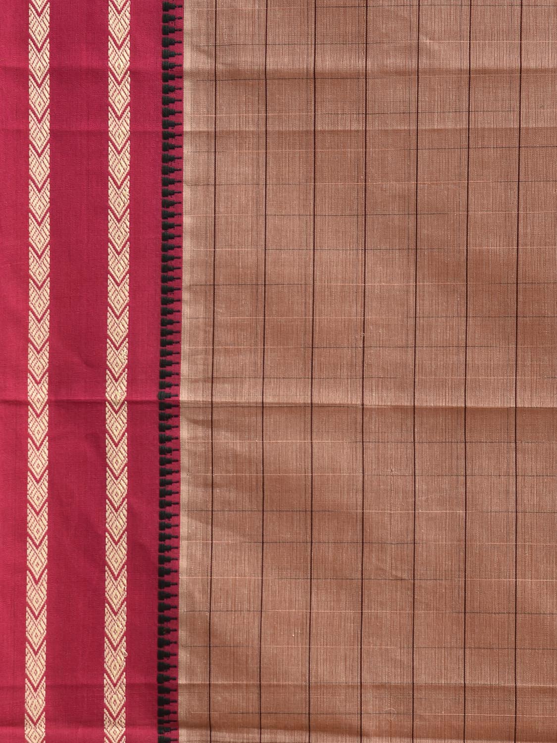 Fawn and Pink Narayanpet Cotton Saree with Strips Body and Pallu Design No Blouse np1232