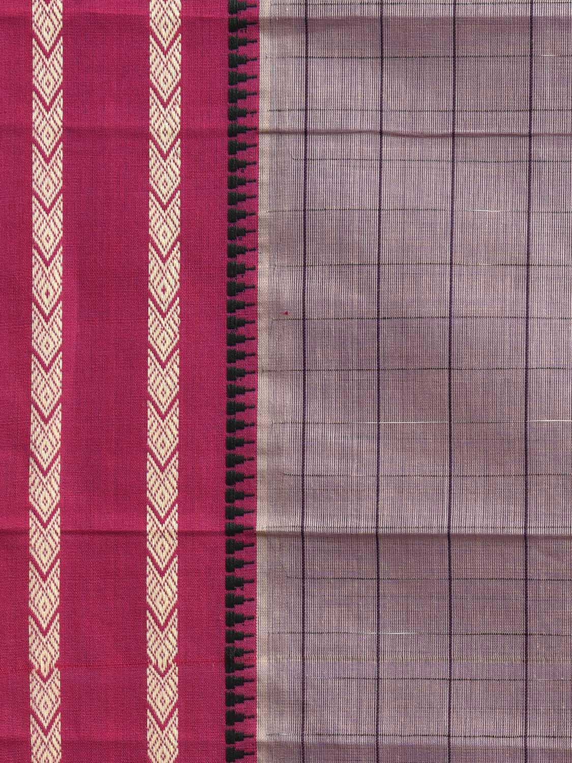 Light Grey and Pink Narayanpet Cotton Saree with Strips Body and Pallu Design No Blouse np1233