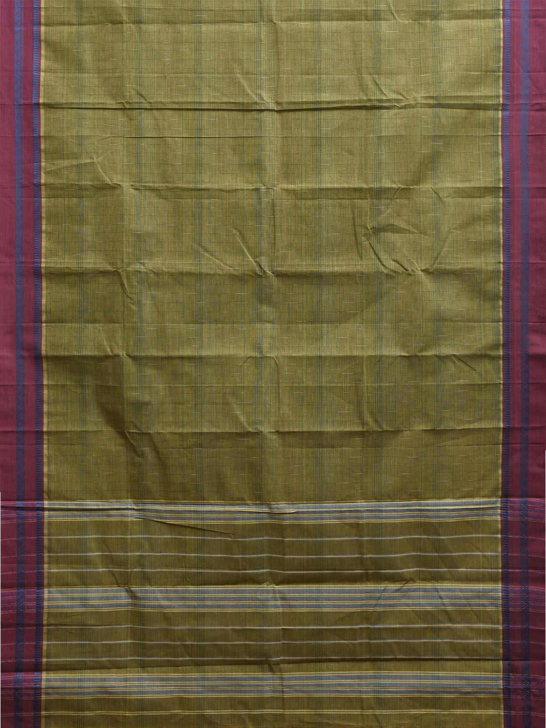 Light Green and Purple Narayanpet Cotton Saree with Strips Body and Pallu Design No Blouse np1237