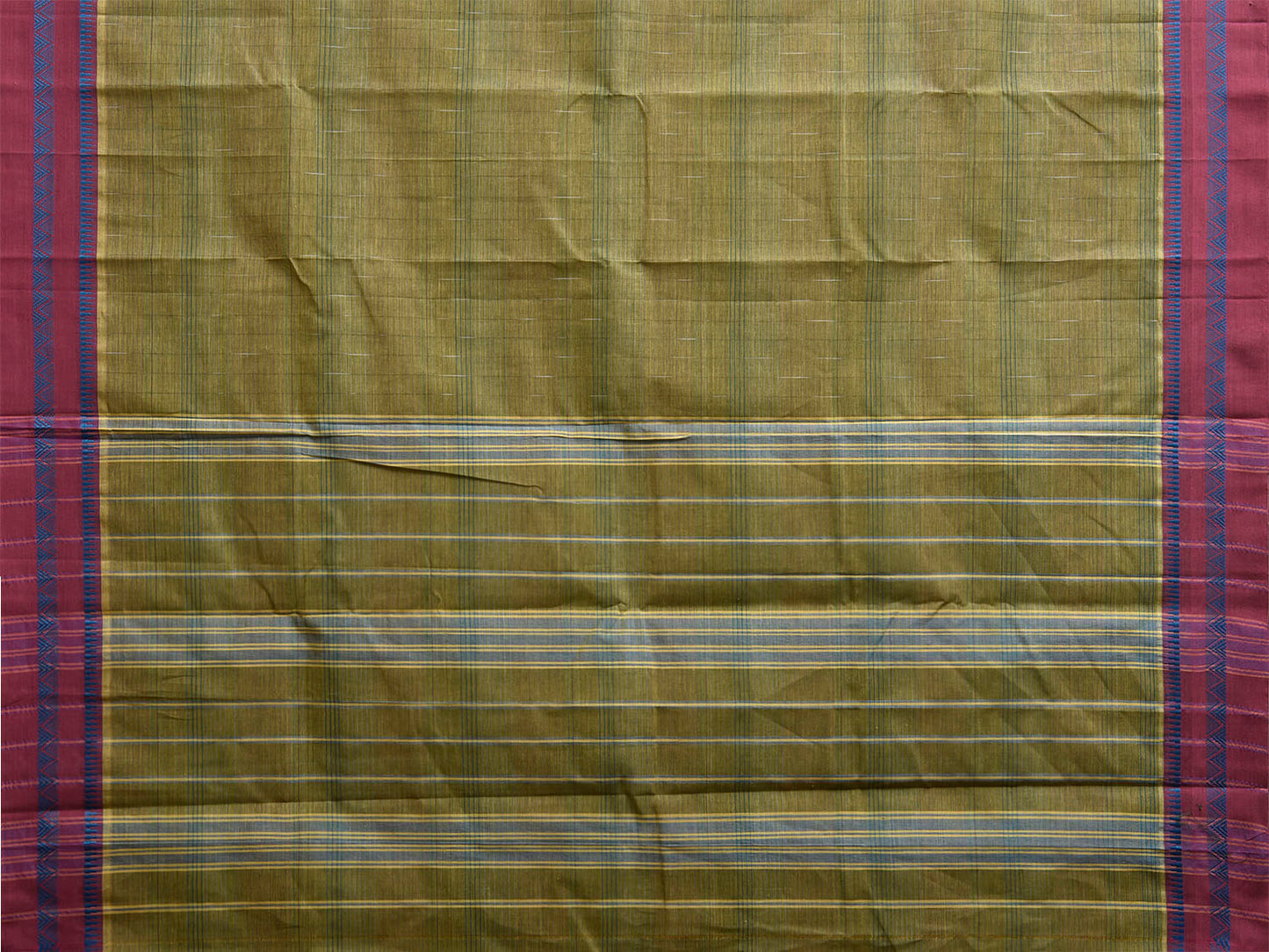 Light Green and Purple Narayanpet Cotton Saree with Strips Body and Pallu Design No Blouse np1237