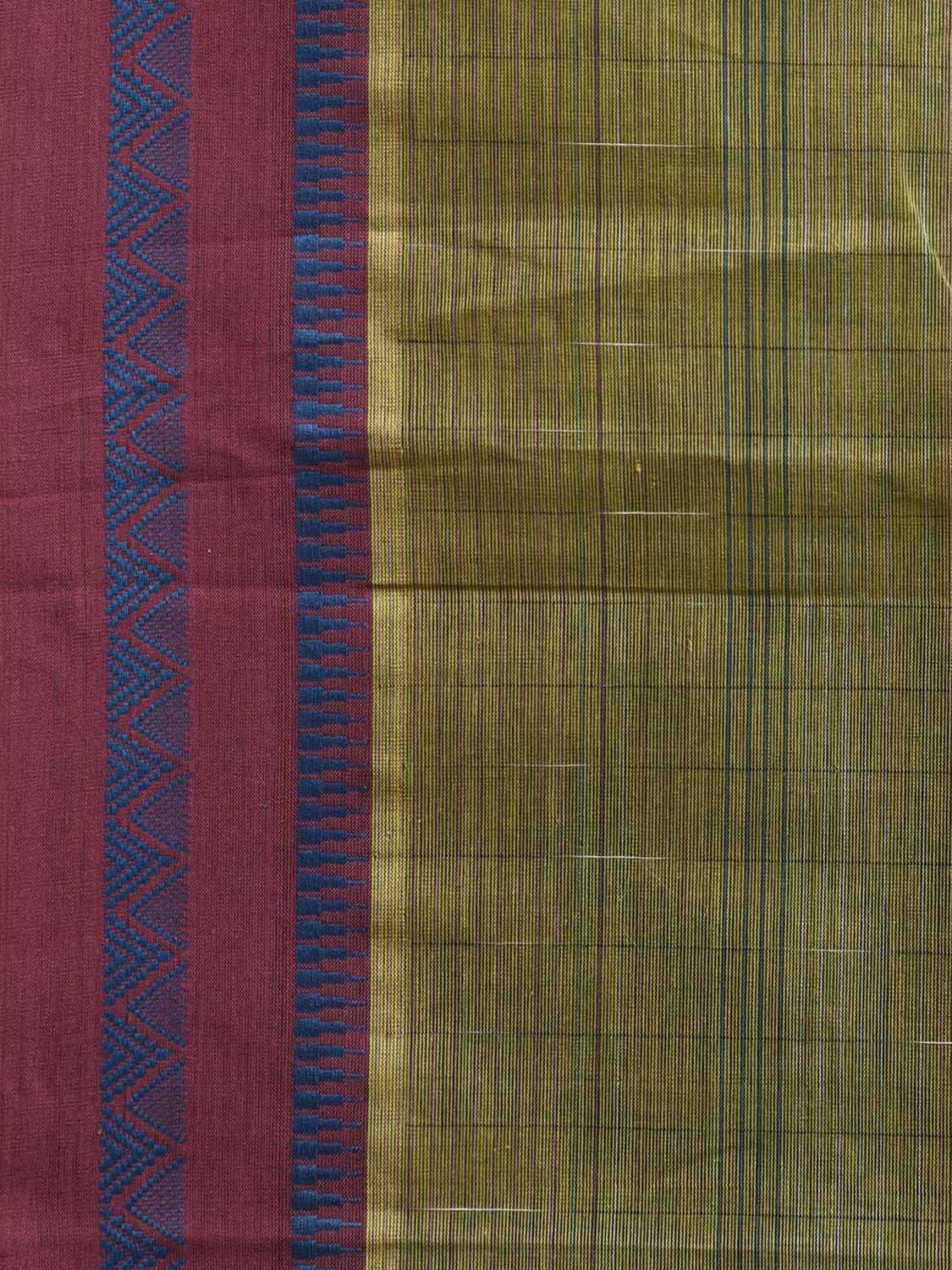 Light Green and Purple Narayanpet Cotton Saree with Strips Body and Pallu Design No Blouse np1237