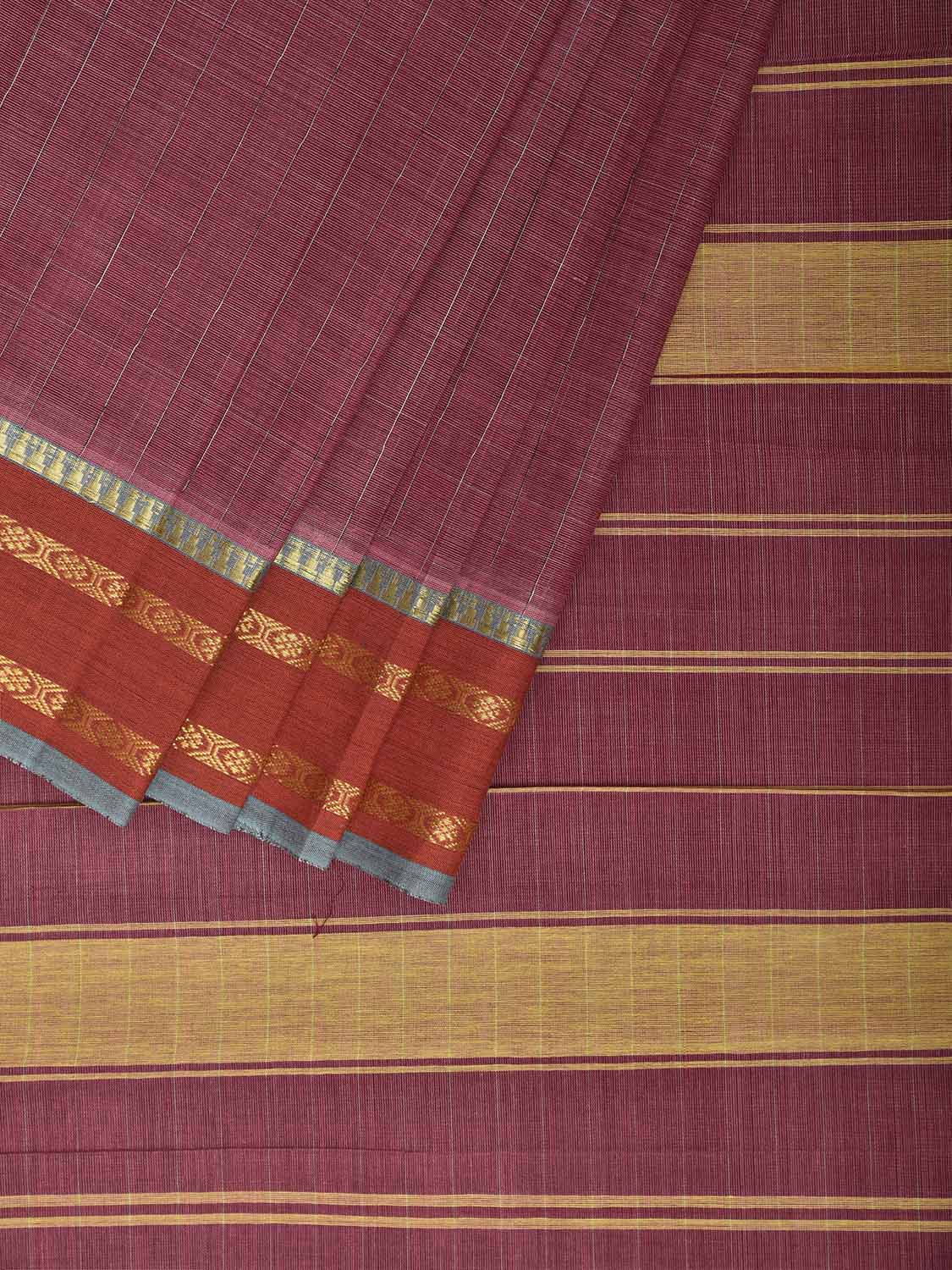 Pink and Orange Narayanpet Cotton Saree with Checks and Strips Pallu Design No Blouse np1239