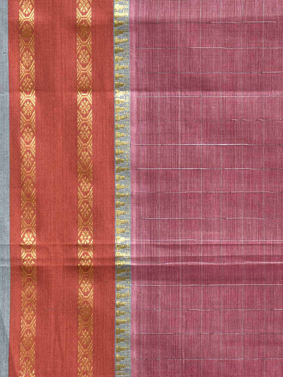 Pink and Orange Narayanpet Cotton Saree with Checks and Strips Pallu Design No Blouse np1239