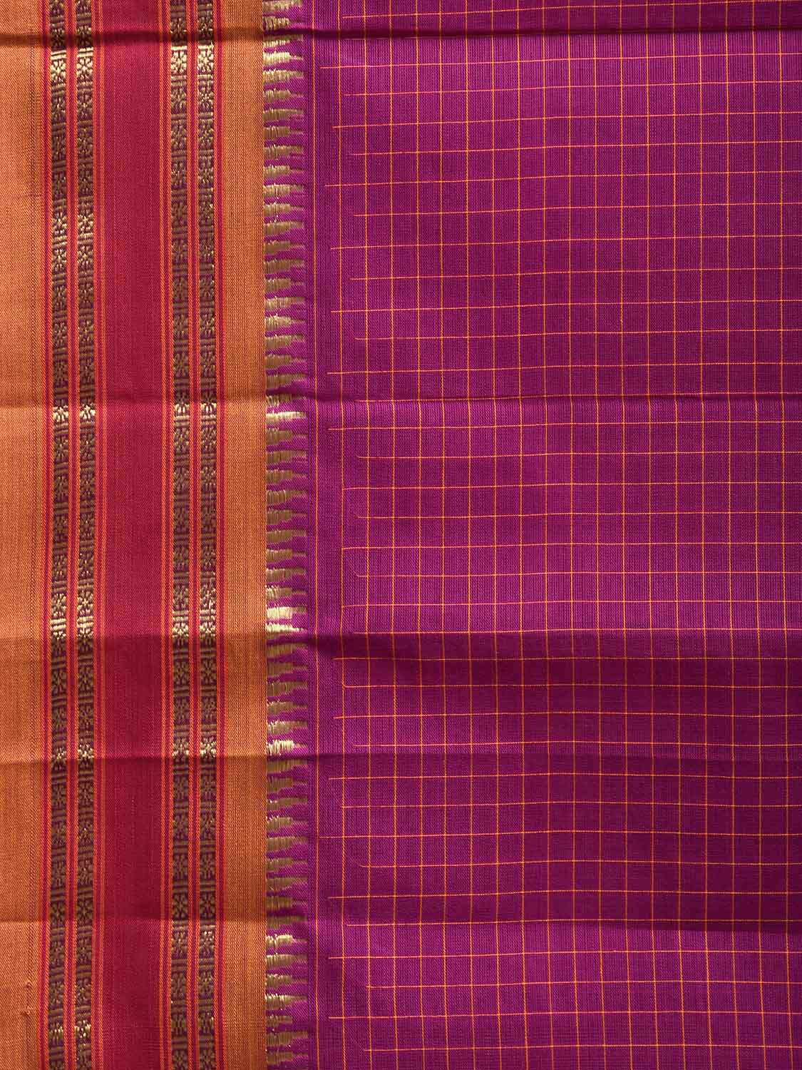 Pink and Yellow Narayanpet Cotton Handloom Saree with Checks Design No Blouse np1252