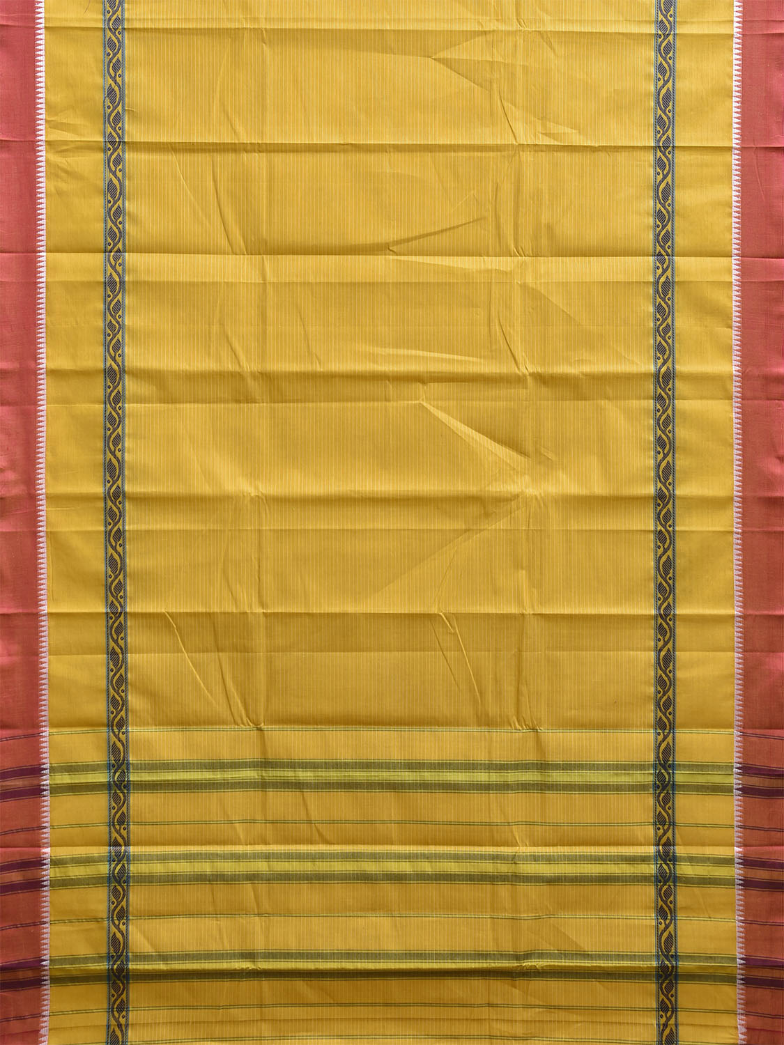 Yellow and Light Orange Narayanpet Cotton Handloom Saree with Strips Design No Blouse np1253