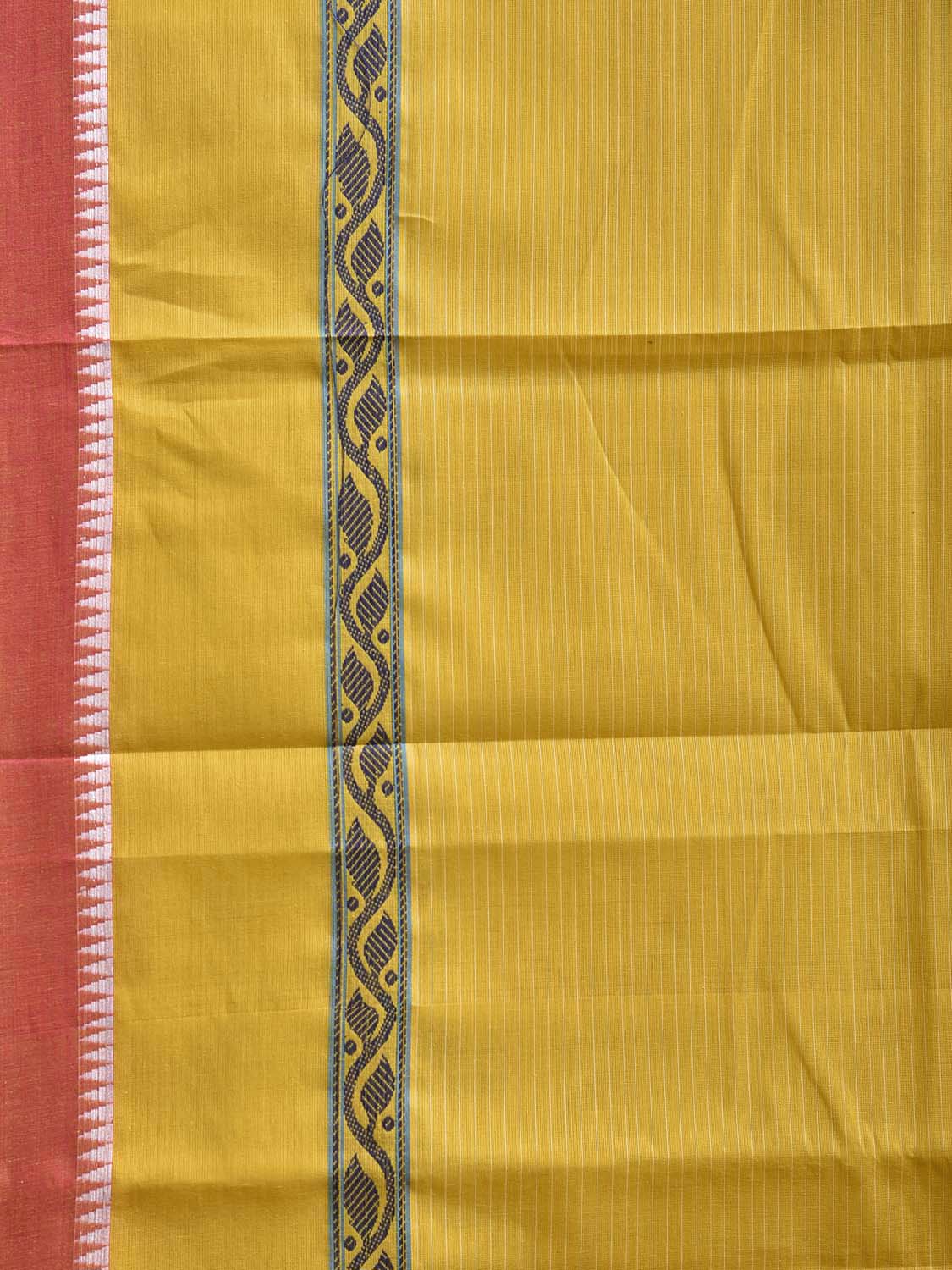 Yellow and Light Orange Narayanpet Cotton Handloom Saree with Strips Design No Blouse np1253
