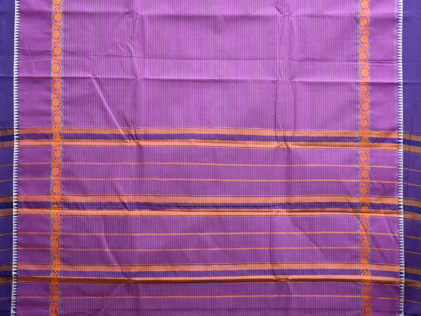 Lavender and Blue Narayanpet Cotton Handloom Saree with Big Border Design No Blouse np1278