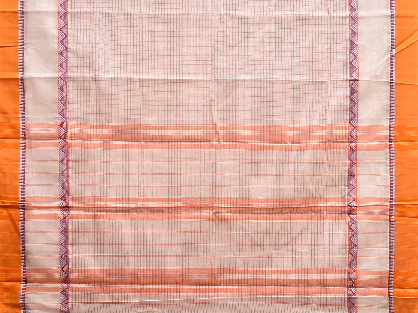 White and Yellow Narayanpet Cotton Handloom Saree with Strips and Big Border Design No Blouse np1283